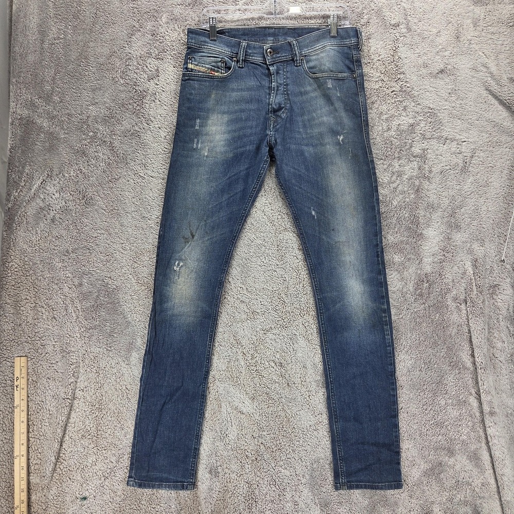 Diesel Jeans Mens 28x32 Blue Tepphar Slim Carrot Button Fly Stretch R842R